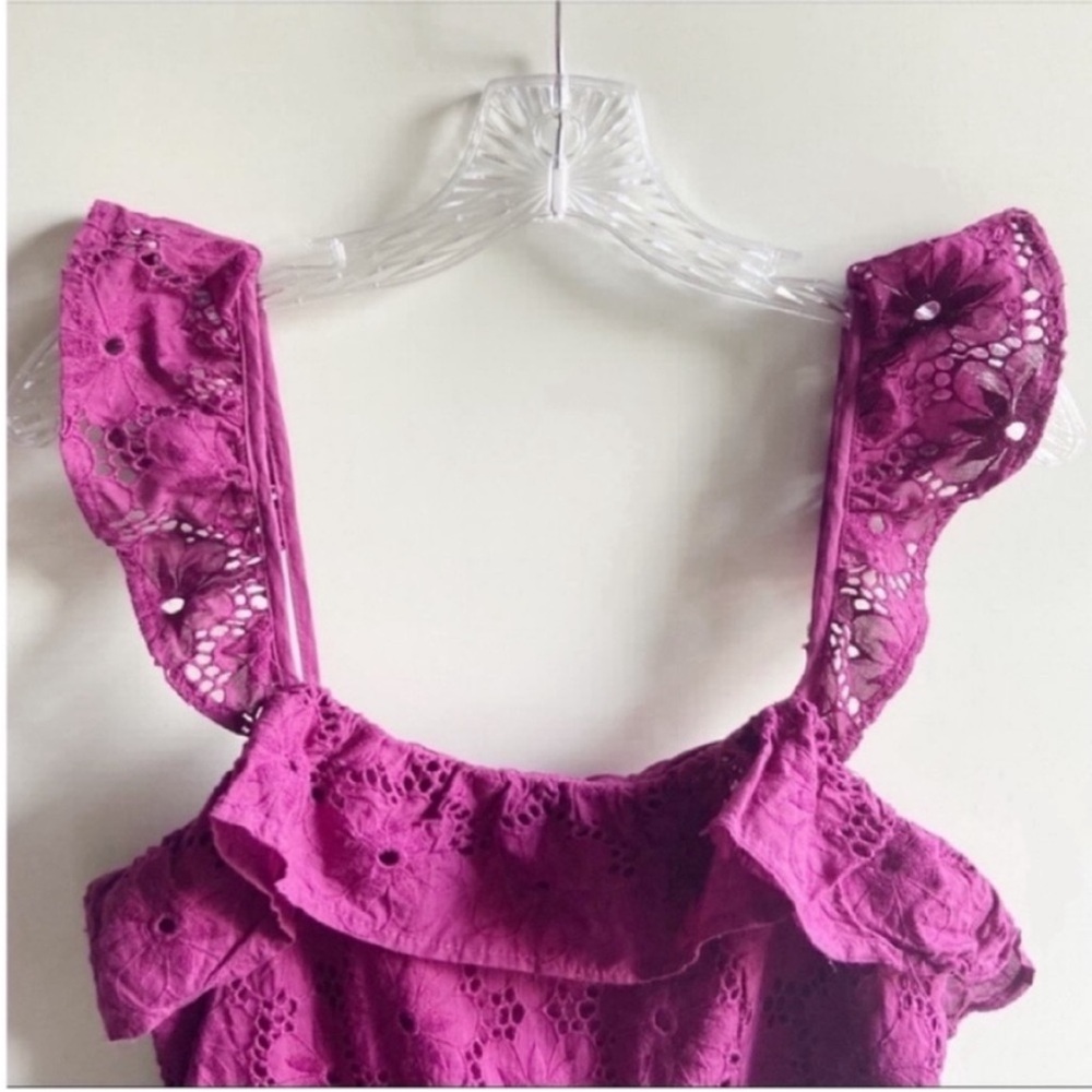 Lulu's Biscay magenta ruffled eyelet lace dress - Picture 6 of 9
